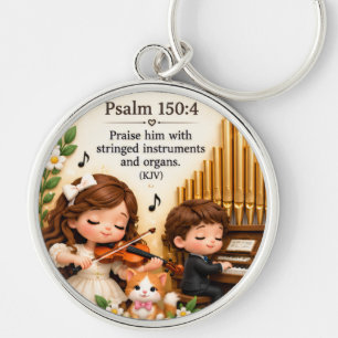 Psalm 150:4 Christian Violin and Organ Music Keych Keychain