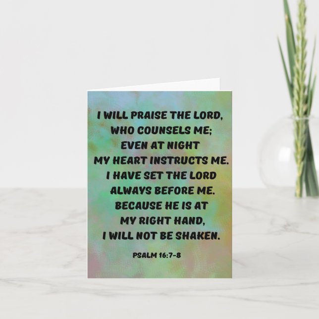 Psalm 16:7-8 I Trust God Will Guide Me Bible Verse Card (Front)