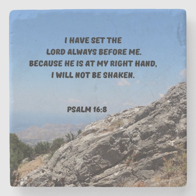 Psalm 16:8 Set The Lord Always Before Me Stone Coaster (Front)