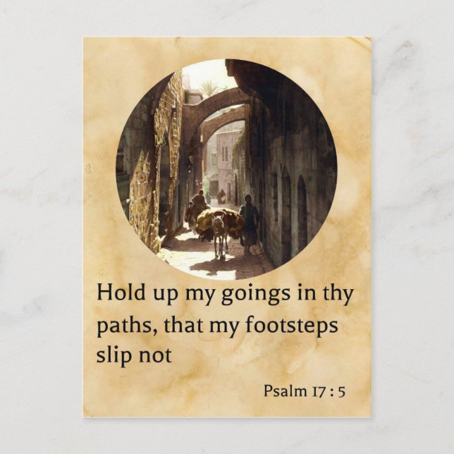 Psalm 17:5 The Via Dolorosa in Jerusalem Postcard (Front)