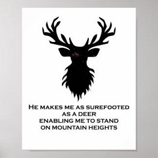 Psalm 18:33 Bible Verse Deer Galaxy Poster