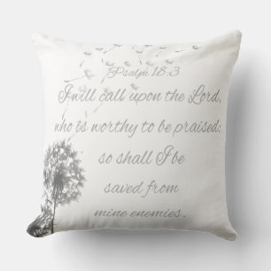 Psalm 18 Bible Verse Call Upon the Lord Dandelion Throw Pillow