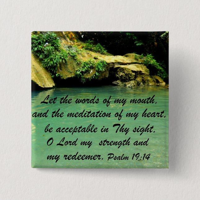 Psalm 19:14 2 inch square button (Front)