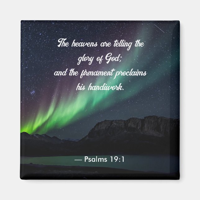 Psalm 19:1 Aurora Borealis and Stars Magnet (Front)