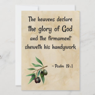 Psalm 19 : 1 printed on a replica of bible scroll holiday card