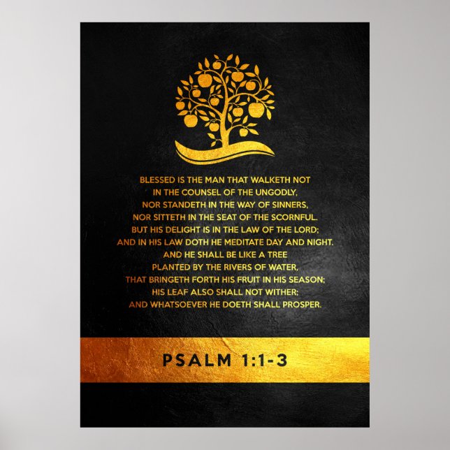 Psalm 1:1-3 Bible Verse Poster (Front)