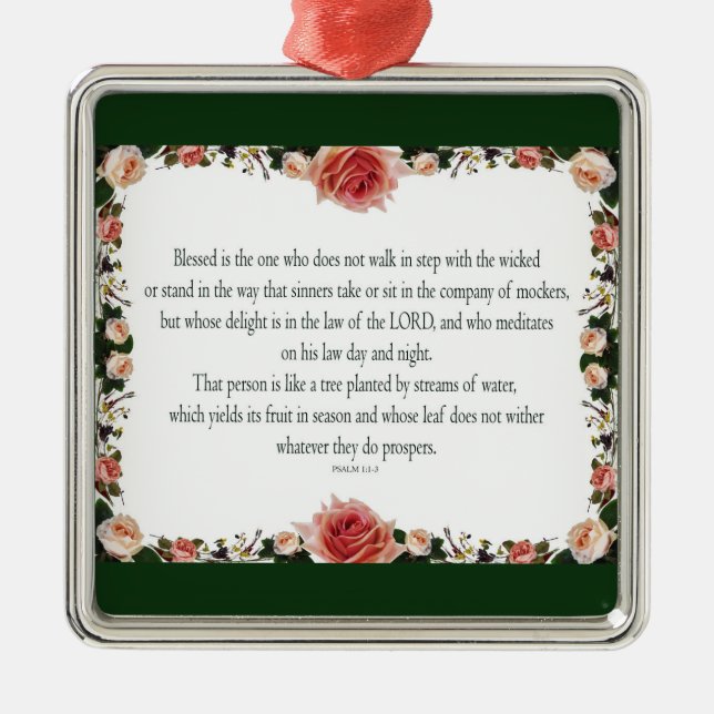 Psalm 1:1-3, Blessed is the one Metal Ornament (Front)