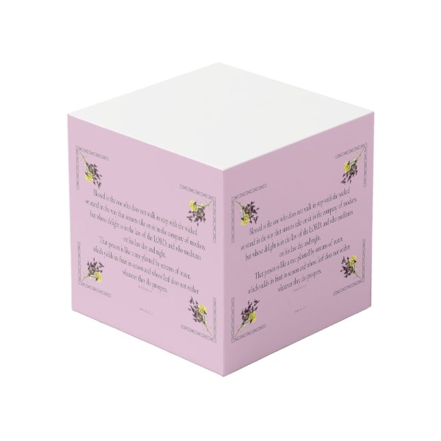 PSALM 1:1-3 Botanic Design, Cube (Front Angled)