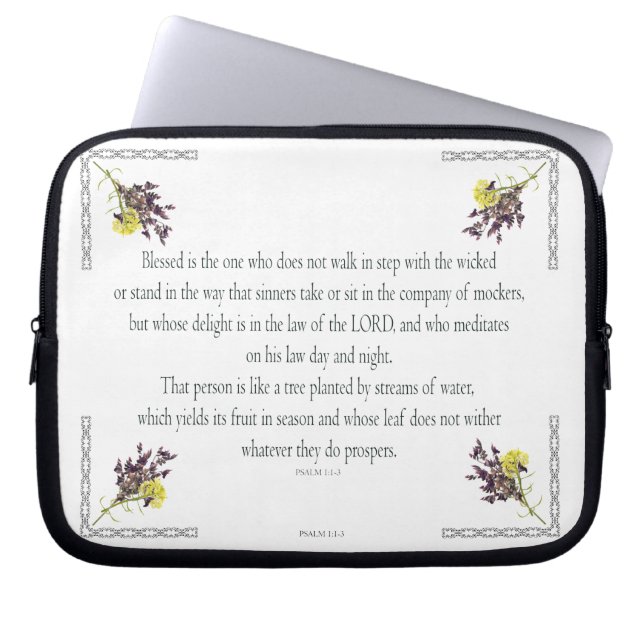 PSALM 1:1-3 Botanic Design, Laptop Sleeve (Front)
