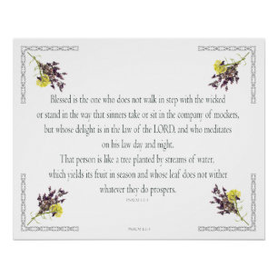 PSALM 1:1-3 Botanic Design, Poster