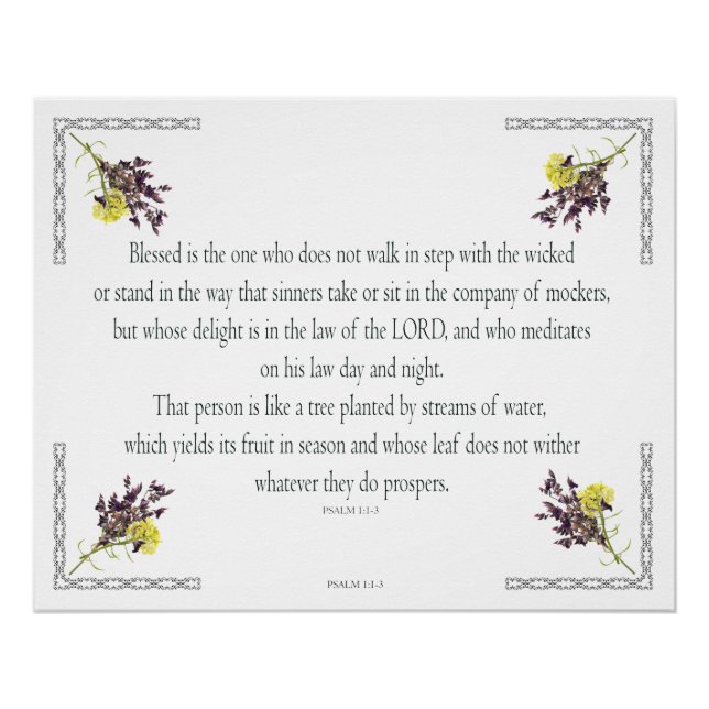 PSALM 1:1-3 Botanic Design, Poster (Front)