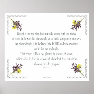 PSALM 1:1-3 Botanic Design, Poster