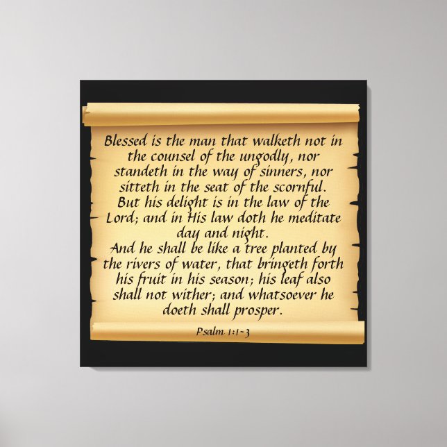 Psalm 1:1-3  Canvas Print (Front)