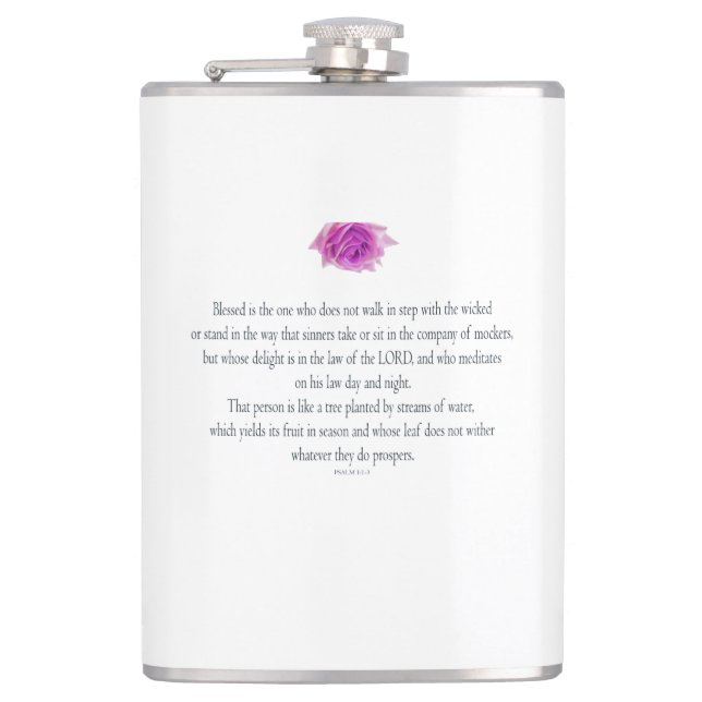 PSALM 1:1-3 with Purple Flower Hip Flask (Front)