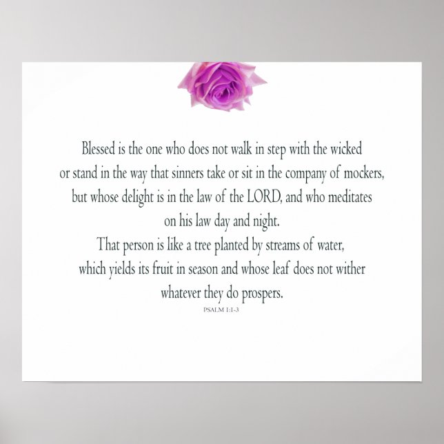 PSALM 1:1-3 with Purple Flower Poster (Front)