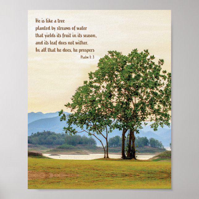 Psalm 1: 3 bible verse scripture art gifts poster (Front)