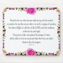 Psalm 1 Art - Blessed Righteous with Floral Design