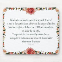Psalm 1 Art - Blessed Righteous with Floral Design