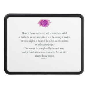 Psalm 1, Bless the One Does not, Pink Flower Trailer Hitch Cover
