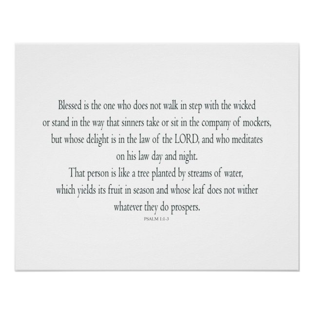Psalm 1, does not walk in step with the wicked poster (Front)