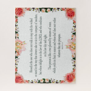 Psalm 1, Floral  Borders, Oil, Blessed is the one, Jigsaw Puzzle
