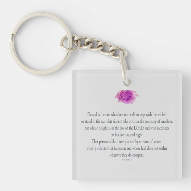 Psalm 1, Flower, Keychain (Front)