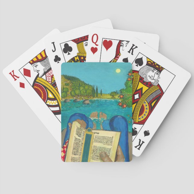 Psalm 1 in Hebrew Bible Jewish Christian Paintings Playing Cards (Back)