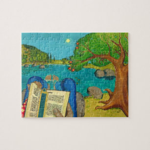 Psalm 1 - Man reads Psalm 1 in Hebrew Bible Jigsaw Puzzle