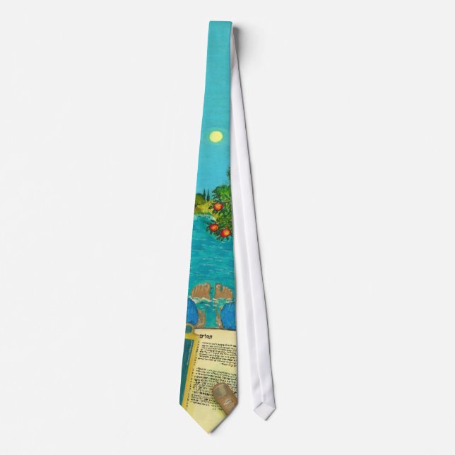 Psalm 1 - Man reads Psalm 1 in Hebrew Bible Tie (Front)