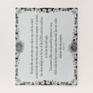 Psalm 1, no walk step wicked,  Oil Black&White, Jigsaw Puzzle