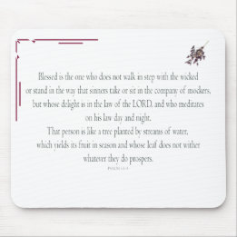 Psalm 1 Scripture Art - Blessed and Righteous Mouse Pad