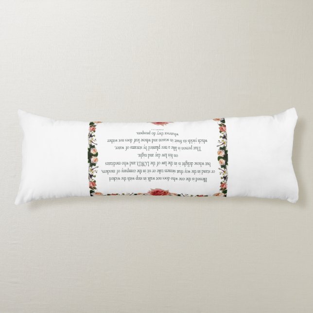 Psalm 1 with Flower Borders Body Pillow (Front)