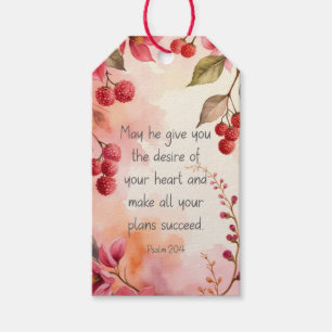 Psalm 20:4 Desire of Your Heart Scripture Floral Gift Tags
