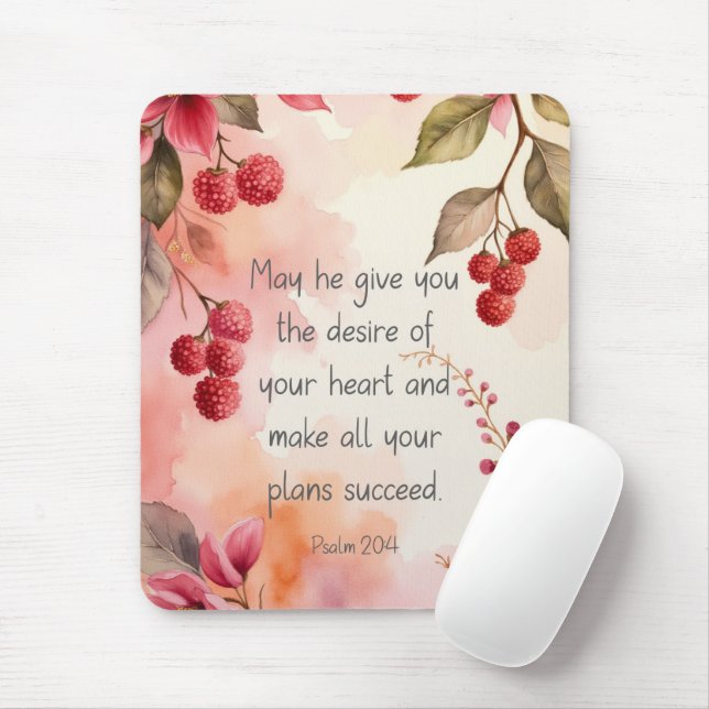Psalm 20:4 Desire of Your Heart Scripture | Floral Mouse Pad (With Mouse)