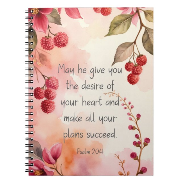 Psalm 20:4 Desire of Your Heart Scripture | Floral Notebook (Front)