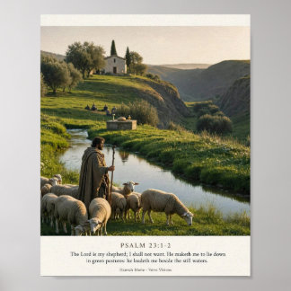 Psalm 23:1-2 The Lord Is My Shepherd Poster 
