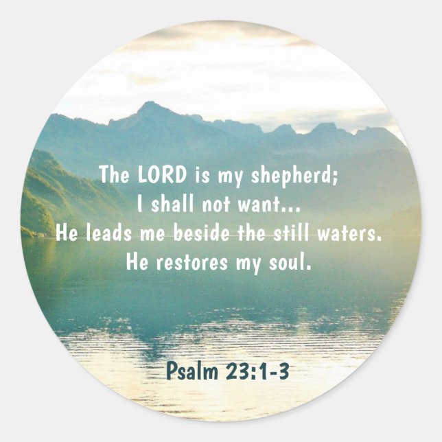 Psalm 23 1-3 The LORD is My Shepherd Classic Round Sticker (Front)