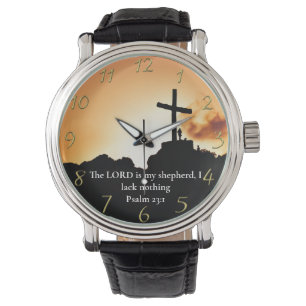 Psalm 23:1 cross on a mountain  watch