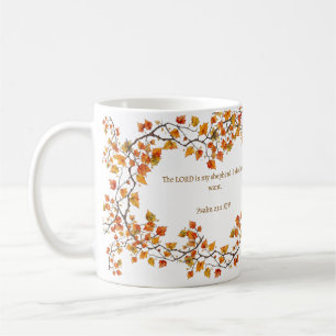 Psalm 23 1 KJV The Lord Is My Shepherd Fall Wreath Coffee Mug
