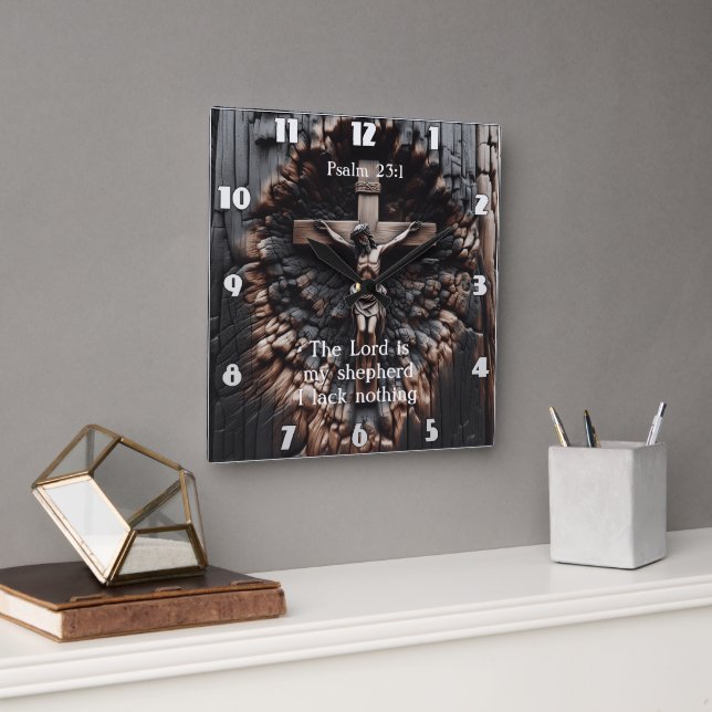 Psalm 23:1 Shepherd’s Light  Square Wall Clock (Office)