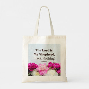 Psalm 23:1 The Lord is My Shepherd Floral Tote Bag