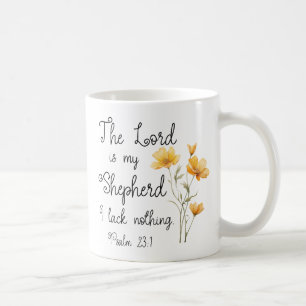 Psalm 23:1 The Lord is my Shepherd Yellow Flower Coffee Mug