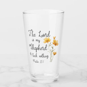 Psalm 23:1 The Lord is my Shepherd Yellow Flower Glass