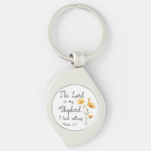 Psalm 23:1 The Lord is my Shepherd Yellow Flower Keychain