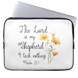 Psalm 23:1 The Lord is my Shepherd Yellow Flower Laptop Sleeve