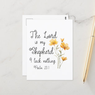 Psalm 23:1 The Lord is my Shepherd Yellow Flower Postcard
