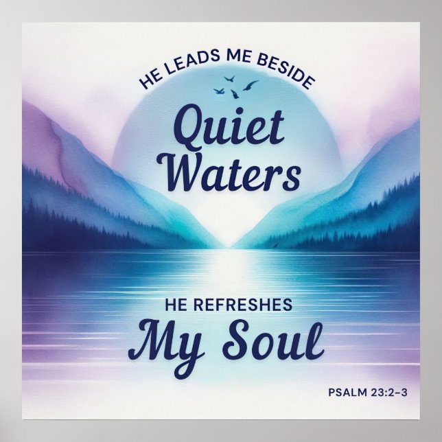 Psalm 23:2 Christian Poster (Front)