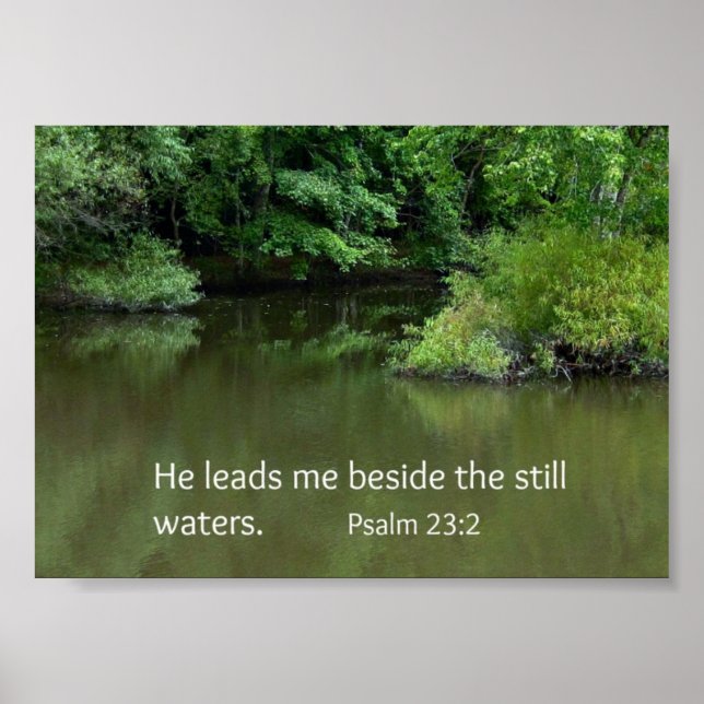 Psalm 23:2 He leads me beside the still waters Poster (Front)