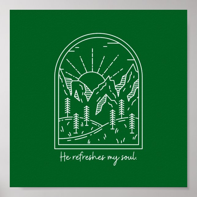 Psalm 23 3 Refreshes Soul Christian Bible Verse Poster (Front)