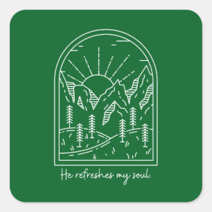 Psalm 23 3 Refreshes Soul Christian Bible Verse Square Sticker